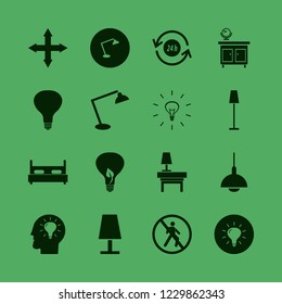 lamp icon. lamp vector icons set out arrows, desk table lamp, recycle hours and bulb head