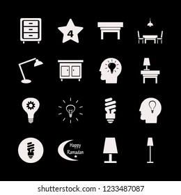 lamp icon. lamp vector icons set bulb, dining room, floor lamp and lamp nightstand