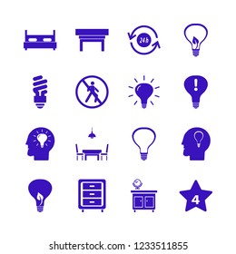 lamp icon. lamp vector icons set recycle hours, no pedestrian crossing, bulb leaf and double bed