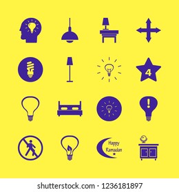 lamp icon. lamp vector icons set out arrows, bulb head, attention sign bulb and bulb