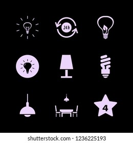 lamp icon. lamp vector icons set recycle hours, dining room, bulb leaf and fluorescent bulb