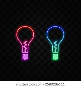 Lamp Icon Vector Lamp Idea Logo. neon style. Concept Set Electricity Icons for Web Design Element Silhouette Isolated Lamps.