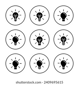Vector de icono de la lámpara. Signo y símbolo de la bombilla. símbolo de idea.