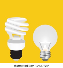 Lamp icon. Lamp vector on yellow background