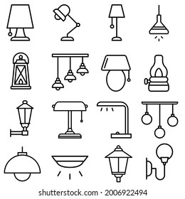 Lamp icon vector set. illuminator construction illustration sign collection. lighting symbol or logo.