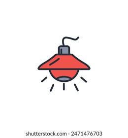 Lampensymbol. Vektorgrafik.Editierbarer Strich.Lineares Stilzeichen zur Verwendung Webdesign,logo.Symboldarstellung.