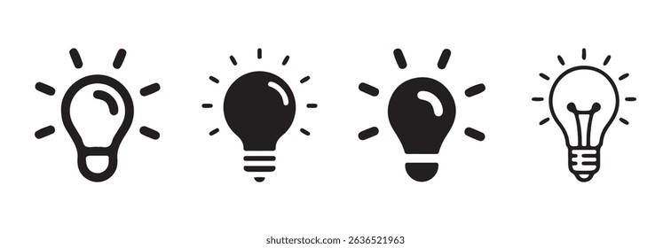Lamp icons, Idea light bulb icon. Idea light bulb symbol collection. Glow light bulb represents ideas and innovation. Vector illustration eps 10