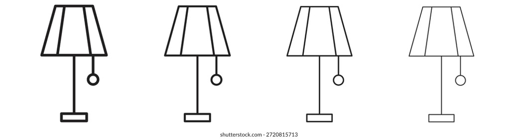 Iconos de la lámpara delinean el diseño de Vector negro. Línea con trazo editable.