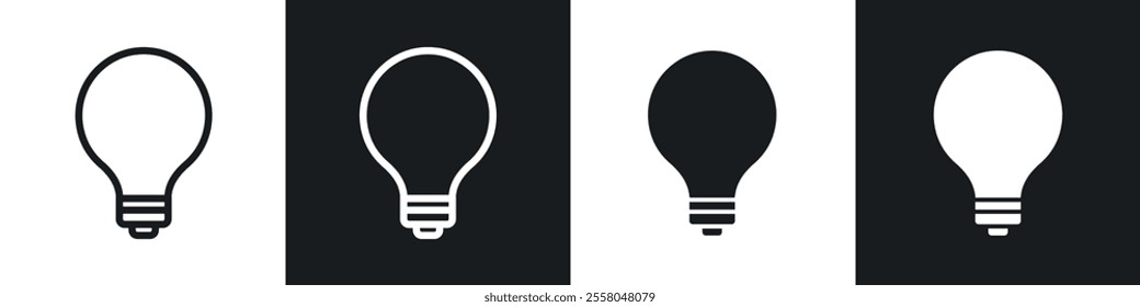 Lamp icons pack in black and white filled and outlined versions.