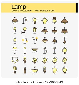 lamp icons pixel perfect web and ui app 64x64 vector