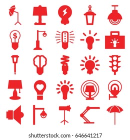 Lamp icons set. set of 25 lamp filled icons such as traffic light, bulb heart, studio umbrella, studio lapm