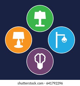 Lamp icons set. set of 4 lamp filled icons such as