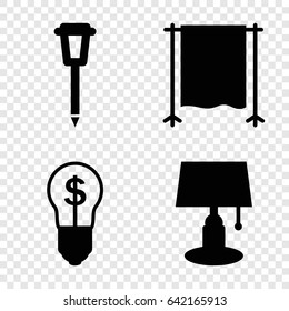 Lamp icons set. set of 4 lamp filled icons such as studio curtain