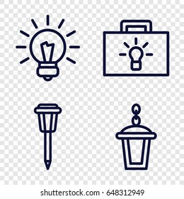 Lamp icons set. set of 4 lamp outline icons such as street lamp