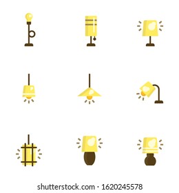 lamp icons set flat design vector illustration