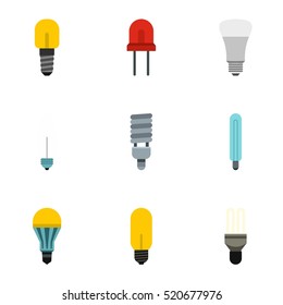 Lamp icons set. Flat illustration of 9 lamp vector icons for web