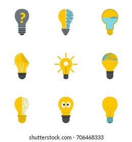 Lamp icons set. Flat illustration of 9 lamp vector icons for web design