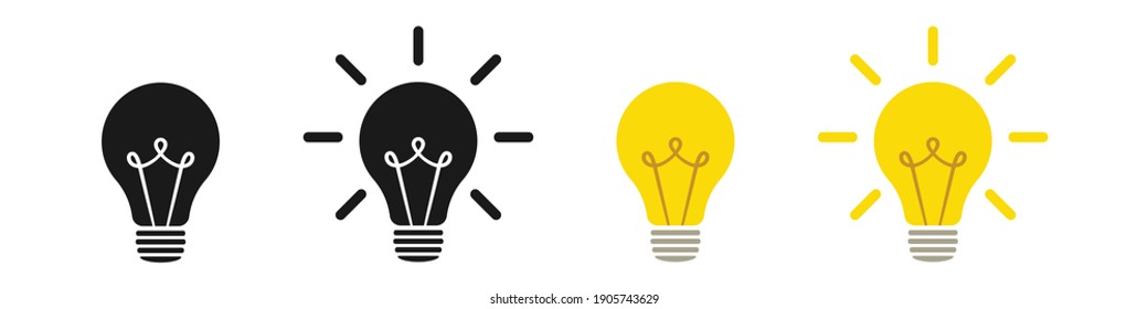 Lamp icons set. Idea lamp icon collection. Flat style - stock vector