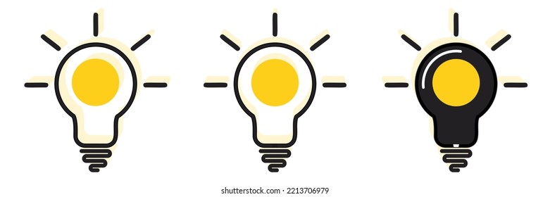 Lamp icons set. Idea lamp icon collection. Flat style