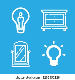 lamp icons set with idea symbol of a lightbulb outline, idea and bedroom vector set