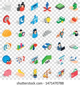 Lamp icons set. Isometric style of 36 lamp vector icons for web for any design
