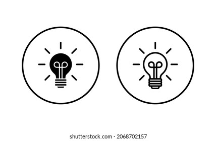 Juego de iconos de la lámpara. Signo y símbolo de la bombilla. símbolo de idea.