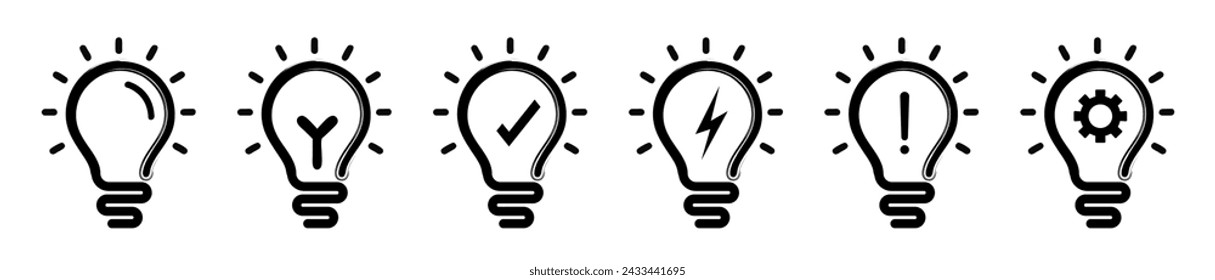 Lamp icons set. Light bulb icon set. Different types of light bulbs, icon, vector.	

