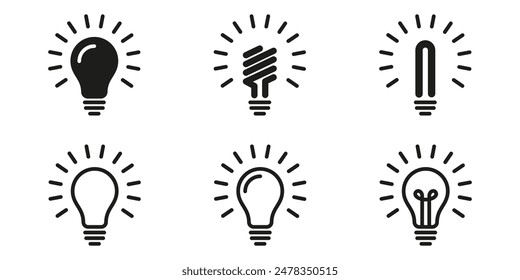 Lamp icons set. Light bulb icon set.