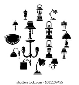 Lamp icons set. Simple illustration of 16 lamp vector icons for web