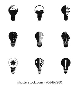 Lamp icons set. Simple illustration of 9 lamp vector icons for web design