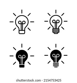 Vector de iconos de la lámpara. Signo y símbolo de la bombilla. símbolo de idea.