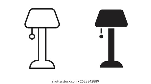 Lamp icons. Vector set in filled and line style.