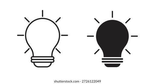 Símbolo de Vector de iconos de lámpara con trazo editable y versiones planas