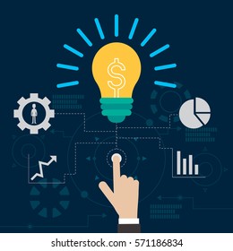 lamp idea business technology vector illustration