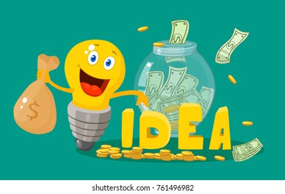 lamp idea cartoon vector illustration
