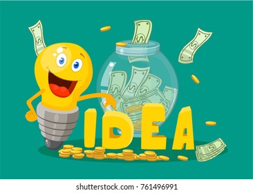 lamp idea cartoon vector illustration