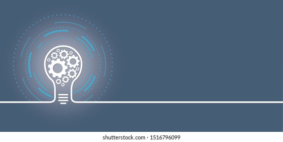 Lamp idea. Cogwheel, gear mechanism settings tools. Fun drawing vector gears person icon or sign. Service cog brain pattern or template banner. Line pattern. Cartoon lectric light bulb or lightbulb