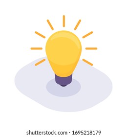 lamp idea concept isometric icon with modern flat style color