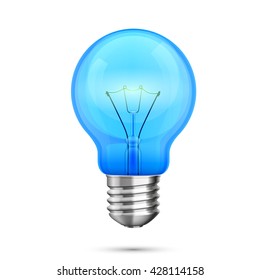 Lamp idea icon, object blue light on a white background, Vector illustration