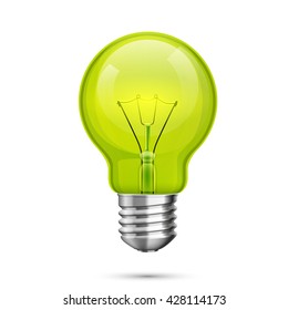 Lamp idea icon, object green light on a white background, Vector illustration