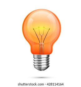 Lamp idea icon, object red light on a white background, Vector illustration