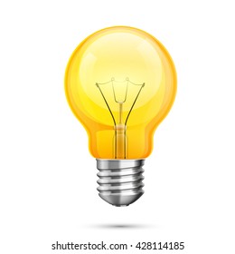 Lamp idea icon, object yellow light on a white background, Vector illustration