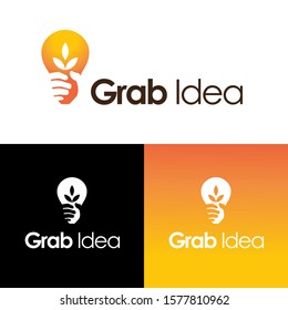 Lamp Idea Logo Vector Grab Hand Bulb Grow