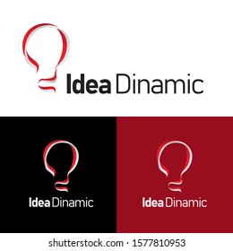 lamp idea logo vector ribbon indonesia bulb red white