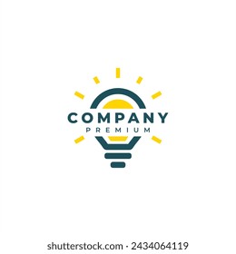 lamp idea sun logo design