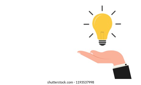 Lamp idea vector. hand vector. free space for text. wallpaper.