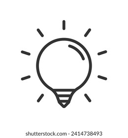 Lamp, idea vector icon. Light bulb with rays shine. Energy and idea symbol. Vector illustration.