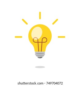 Lamp, idea vector icon. Light bulb with rays shine. Energy and idea symbol. Vector illustration.
