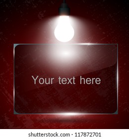The lamp illuminates the glass panel on a red background. Vector. Part of set.