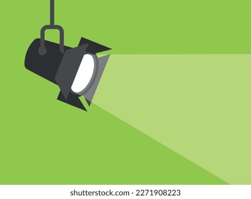 Lamp illumination icon in flat style. Spotlight vector illustration on isolated background. Floodlight energy sign business concept.